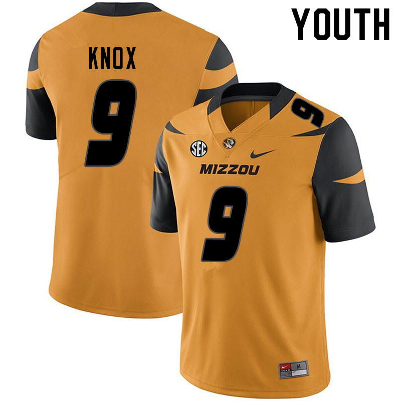 Youth #9 Jalen Knox Missouri Tigers College Football Jerseys Sale-Yellow - Click Image to Close